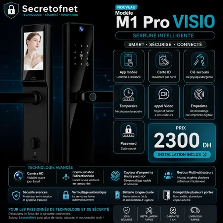 🔐 قفل ذكي إلكتروني M1 Pro VISIO WiFi