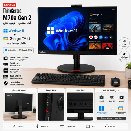 Lenovo Thinkcenter AIO Widows 11 + google tv 14