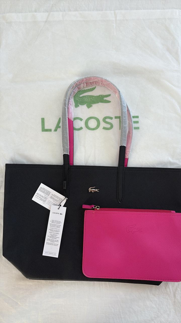 SAC LACOSTE DOUBLE FACE NOIR ROSE