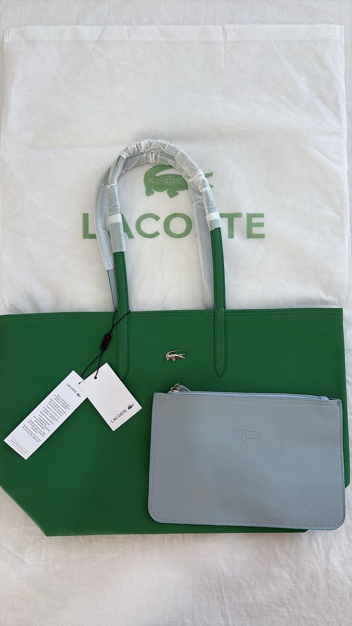 SAC LACOSTE DOUBLE FACE VERT BLEU