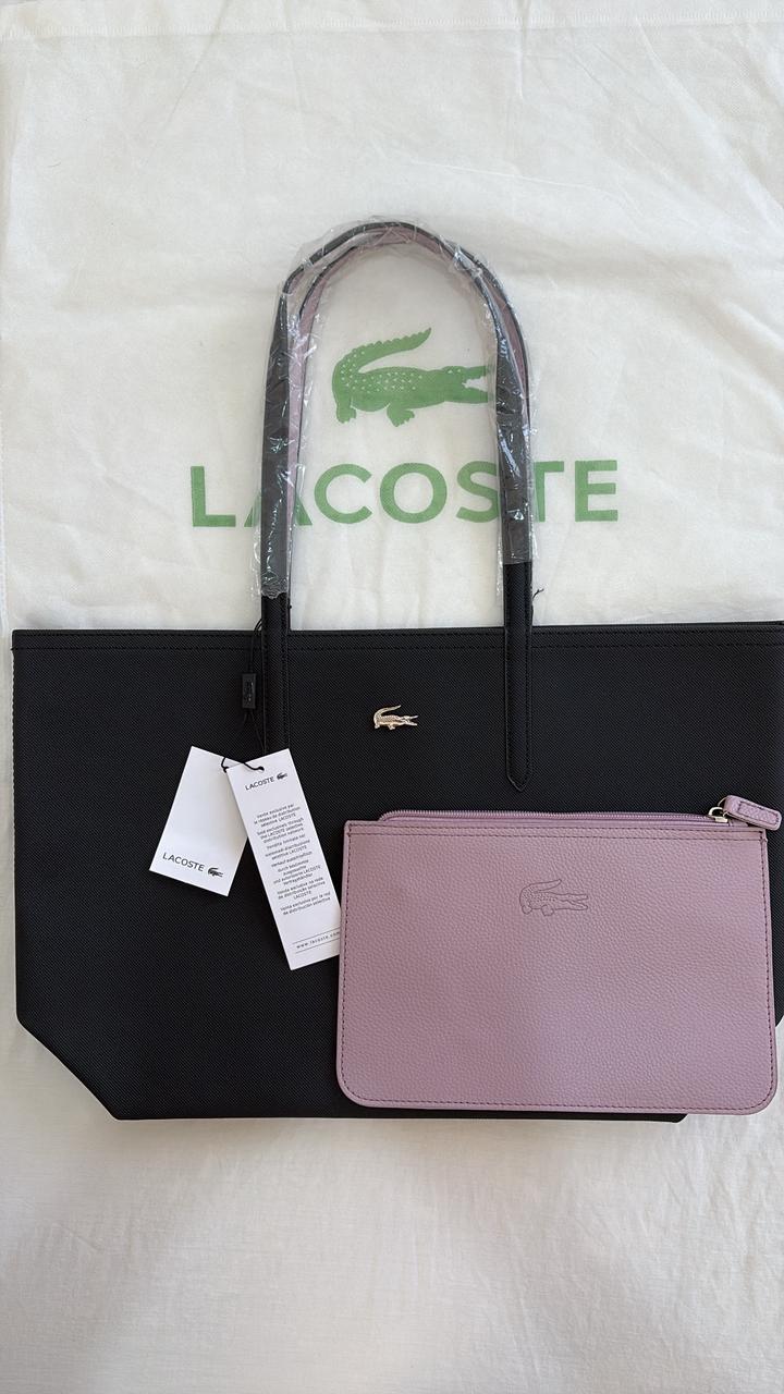 SAC LACOSTE DOUBLE FACE NOIR MAUVE