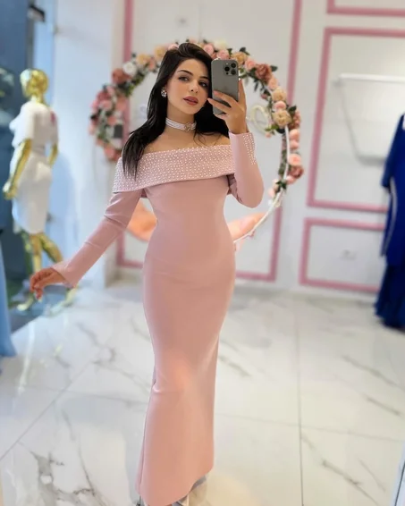 Robe colle bateau rose poudre