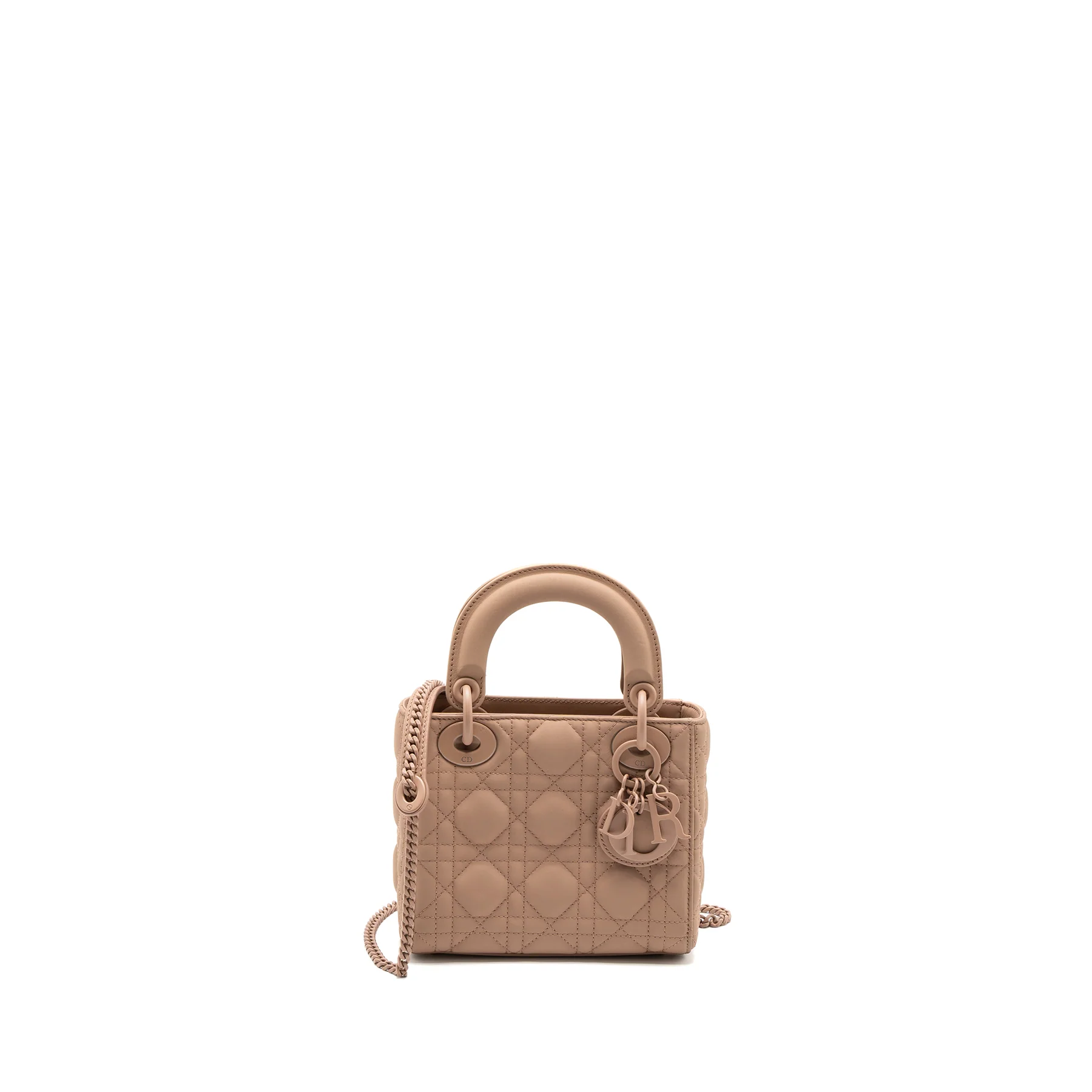 MINI LADY DIOR ULTRA MATTE CANNAGE CALFSKIN BLUSH WITH BLUSH HARDWARE