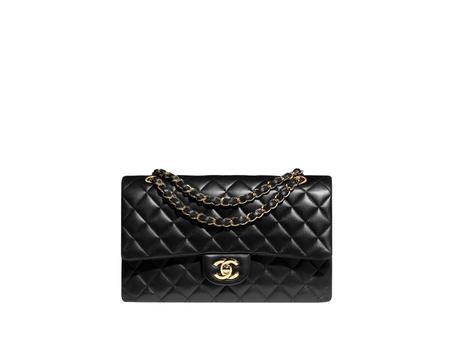 CHANEL CLASSIC HANDBAG IN LAMBSKIN WITH GOLD-TONE METAL HARDWARE BLACK