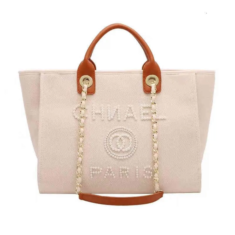 CHANEL DEAUVILLE TOTE PEARL LARGE SHOPPING BAG