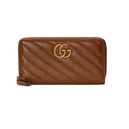 GUCCI GG MARMONT LEATHER ZIP AROUND BROWN WALLET