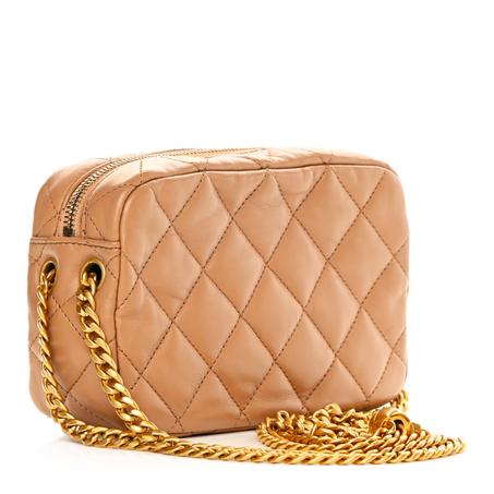 CHANEL QUILTED MINI PILLOW CRUSH CAMERA CASE BROWN