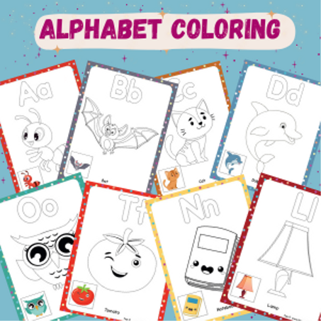 26 Alphabet Coloring Pages | Coloring Book | ABC Coloring | Preschool | Kindergarten | Homeschool | Kids Coloring Page | School Activities