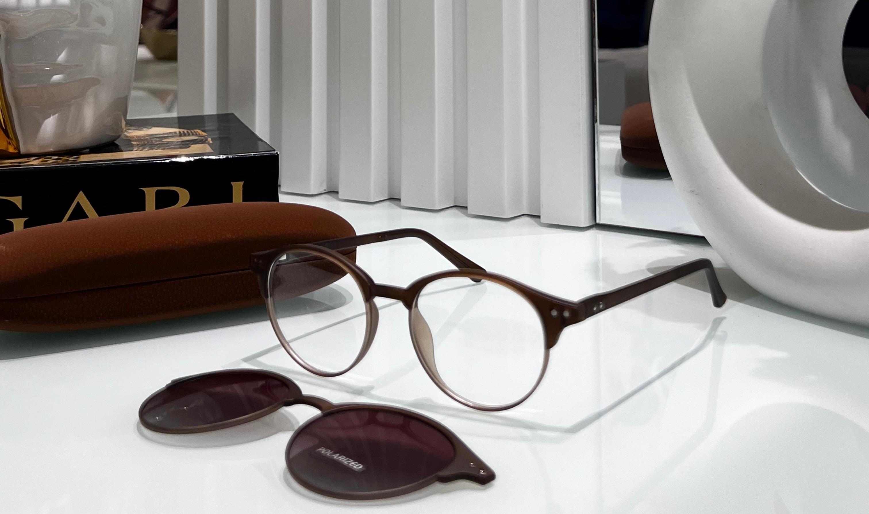 LUNETTES A CLIPS UNISEX MARRON