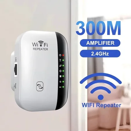 مُكرّر Wi-Fi بسرعة 300 ميجابت/ثانية، مُضخّم إشارة Wi-Fi لاسلكي، يدعم معيار 802.11N، لتقوية وتوسيع نطاق شبكة Wi-Fi المنزلية أو المكتبية.