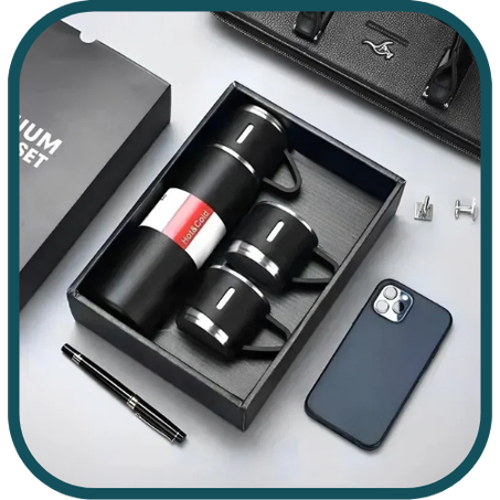 Thermos avec 3 tasses ترمس من الفولاذ المقاوم للصدأ