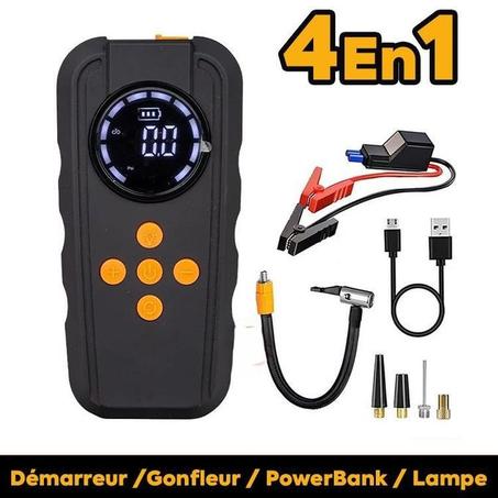 Démarreur HiMK CM-315 avec pompe à air et lampe torche - compresseur d'air et démarreur de voiture