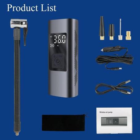 Compresseur d'air portable de 6000 mAh, 150 PSI Gonfleur de pneu avec écran LCD et lumière LED, pompe à pneu rechargeable pour voitures, vélos, balles et motos