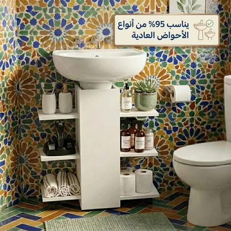 منظم حمام عملي سهل التركيب يوفر مساحة إضافية ذكية