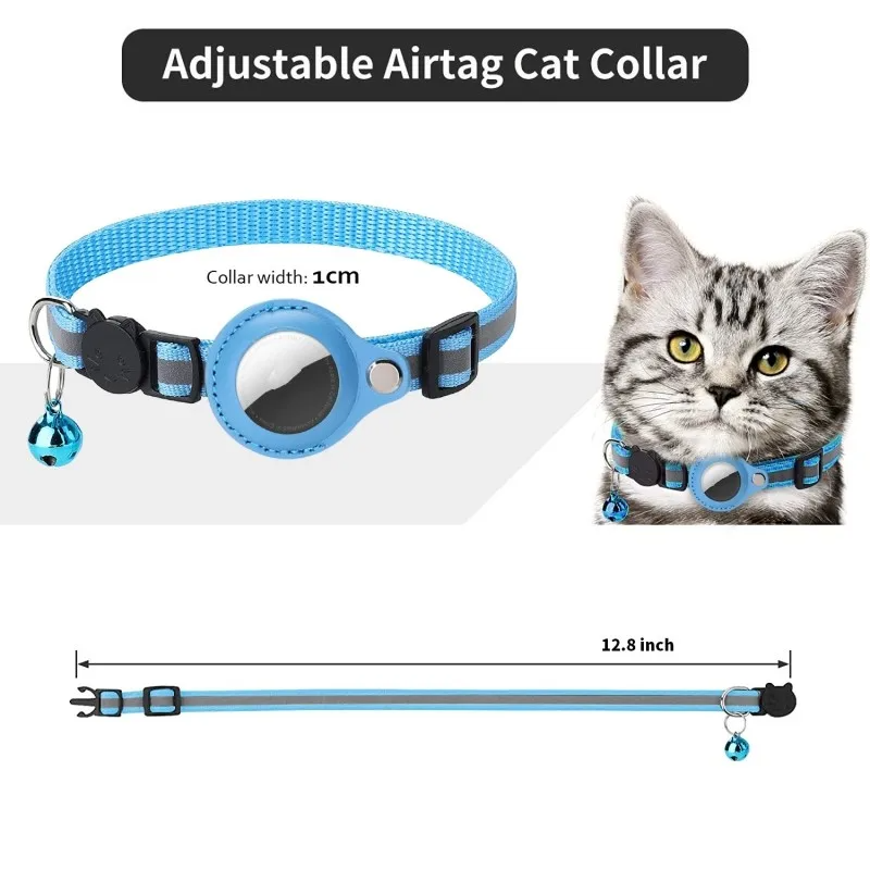 Reflective Airtag Pet Collar Case – GPS Tracker Holder with Bell for Dogs & Cats