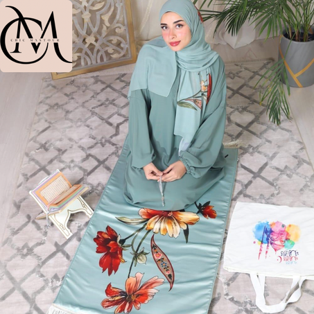 "Abaya Traditionnelle avec Tapis de Prière – Élégance et Savoir-Faire Égyptien"