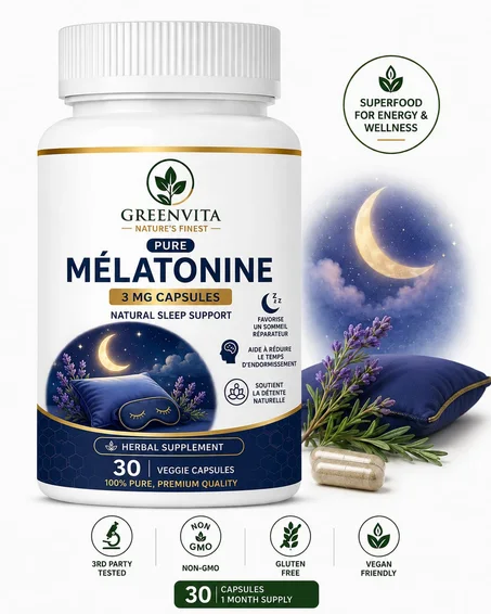 Mélatonine 3 mg – 30 Gélules | Sommeil Réparateur & Relaxation Naturelle 😴