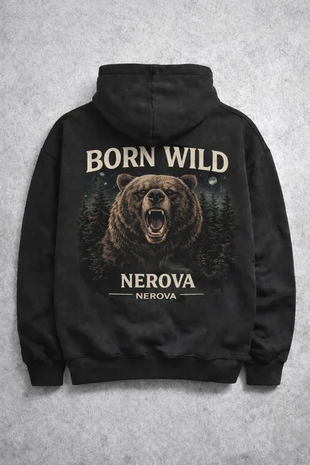 NEROVA Born Wild Hoodie – Bear Power Streetwear