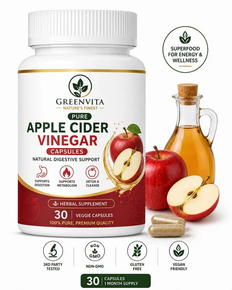 Apple Cider Vinegar Capsules – 30 Gélules | Digestion, Métabolisme & Détox Naturelle 🍏