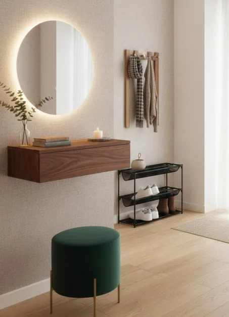 Coiffeuse avec miroir LED