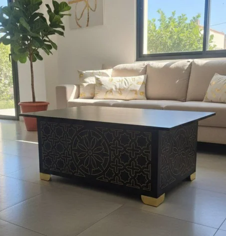 Table basse noir arabesque