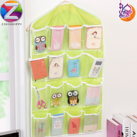 منظم تخزين أحذية الأطفال البلاستيكي بـ 16 شبكة واضحة