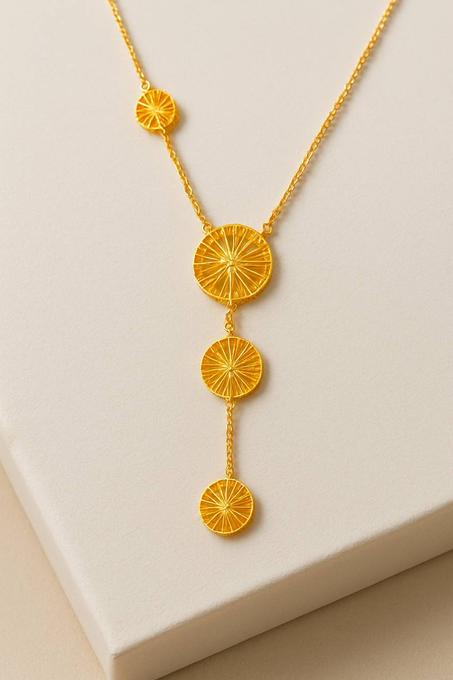 قلادة شرابة دائرية ذهبية