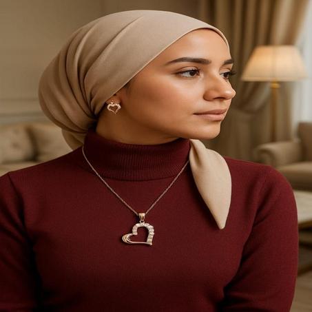 Fashion Heart & Necklace Gold