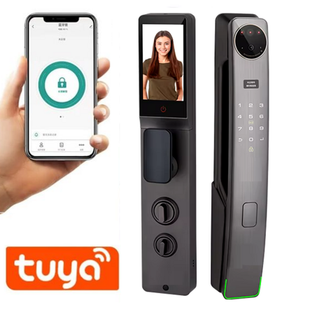 SERRURE INTELLIGENTE FACIALE+CARTES+EMPREINTES+ CODES Wifi