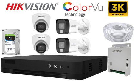 PACK PRO 4 CAMERAS 3K COLORVU AUDIO INTEGRE