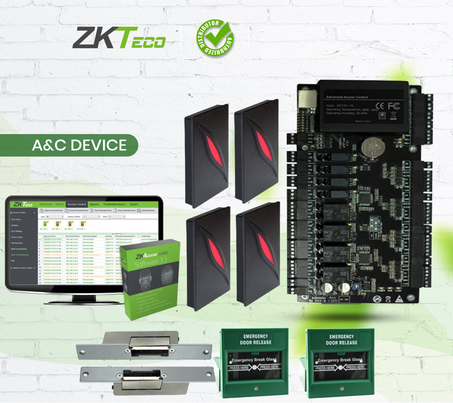 PACK CONTROLE D'ACCES CENTRALISE A BADGES 2 PORTES AVEC LOGICIEL