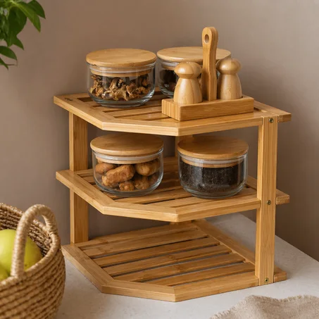 رف زاوية البامبو الفاخر