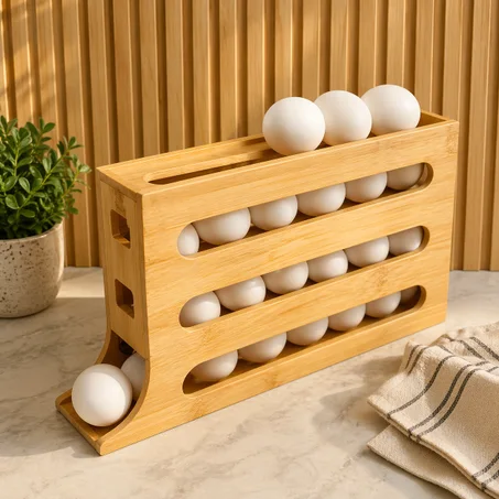 منظم البيض الخشبي الذكي