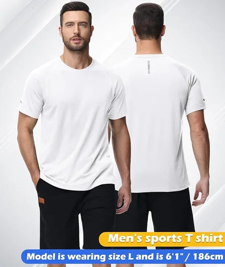 تي شيرتات جري للرجال من زوفلي قمصان عمل رياضية كاجوال بقبة دائرية بدون طوق - عبوة 3 قطع