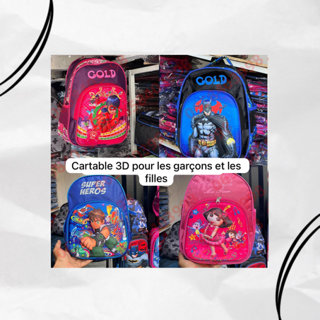 Cartable 3D pour les garçons et les filles