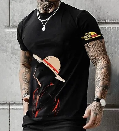 Tshirt Luffy - One Piece - Black Teeshort For Men