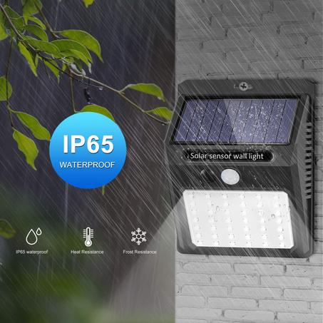 Solar Sensor Wall Light – مصباح جداري بالطاقة الشمسية مع مستشعر حركة، يضوي تلقائي عَ الليل وبحركة.