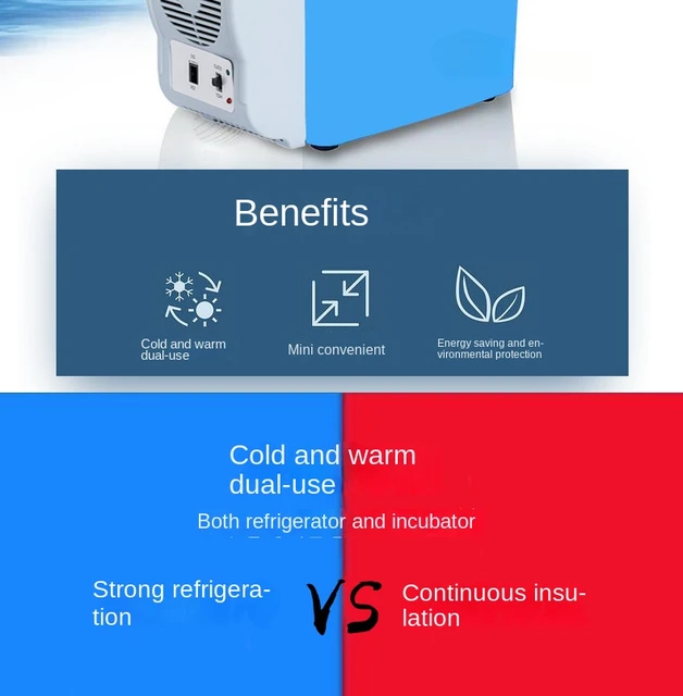 حافظة للحرارة وثلاجة محمولة ومتنقلة للسيارة للتبريد والتسخين ، 7.5 لتر ، أبيض أزرق