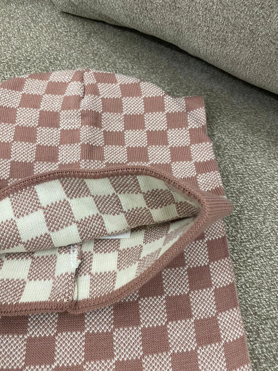 Ensemble Echarpe + Bonnet LV Marron Rosé UNISEXE