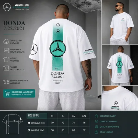 تيشورت Mercedes-AMG Petronas Oversize Premium – قطن 100% | ستريت وير فاخر