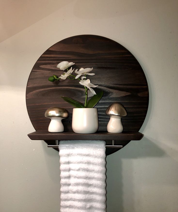 Wooden Round Shaped Hanging Wall Shelf for Living Room, Bedroom, Bathroom