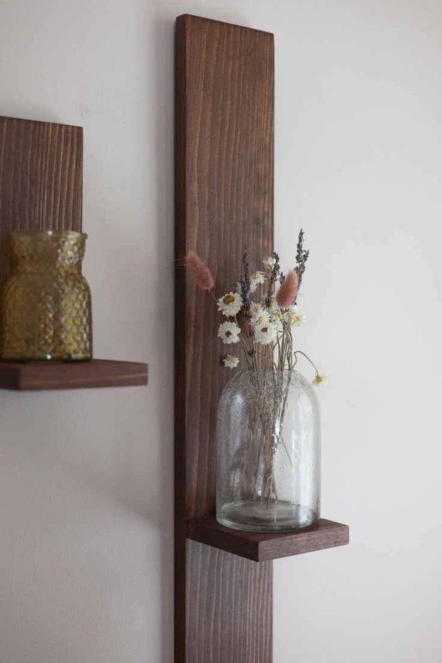 Wall Hanging Wood Shelves _ Set of Two Rustic Plant Shelves