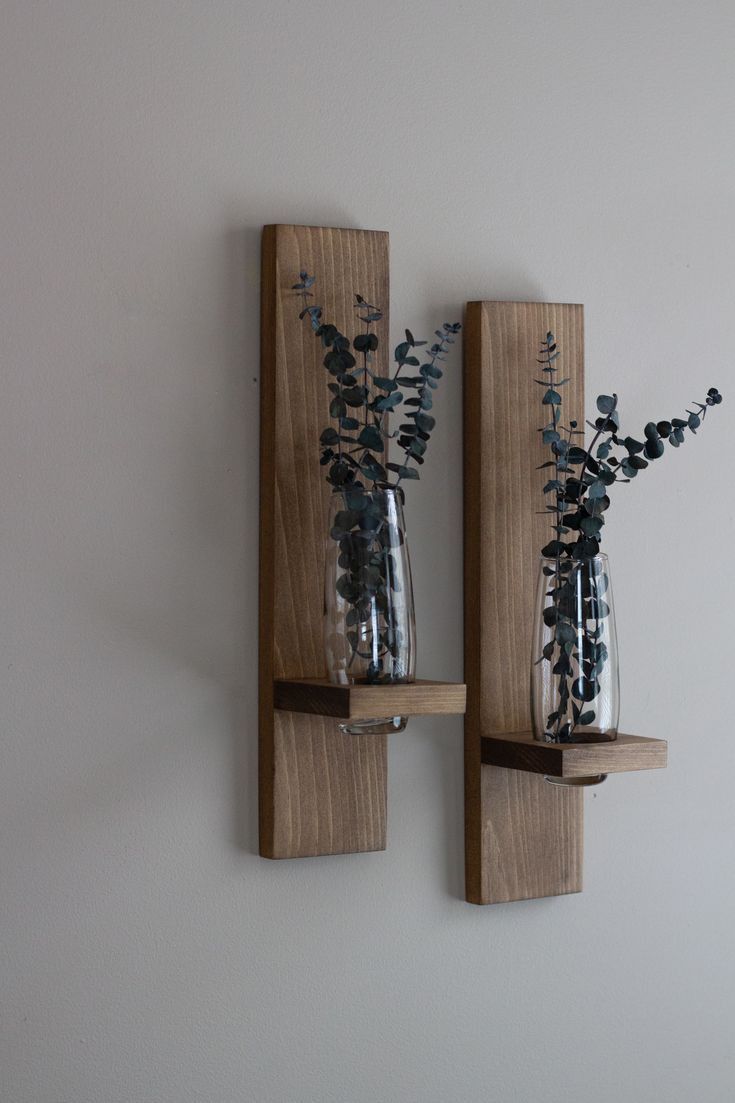 Wall Holders and Candle Sconces, Wooden Wall Mounted Hanging Shelves