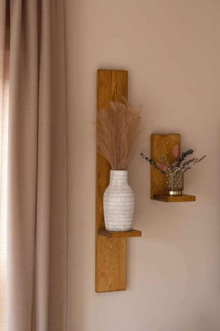 Wall Hanging Wood Shelves _ Set of Two Rustic Plant Shelves