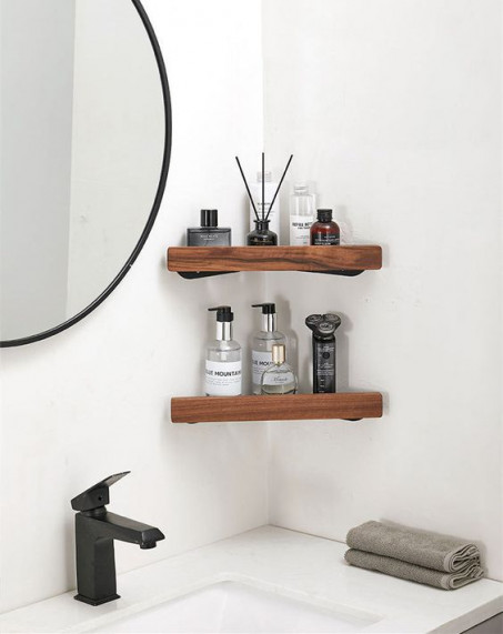 wall Mounted Wooden Corner Storage Shelf /Modern Bathroom Triangle