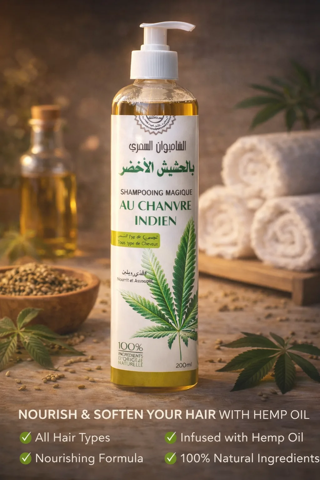 شامبو القنب النباتي لتجديد فروة الرأس