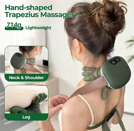 جهاز تدليك للرقبة والكتفين بتقنية الأصابع الحيوية – شال تدليك لاسلكي للرقبة ومنطقة الفقرات العنقية والعضلة شبه المنحرفة، مزود بمحرك بدون فرش لتدليك عميق واسترخاء فعال