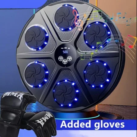 كيس ملاكمة ذكي موسيقي، قابل للشحن عبر USB ويدعم الاتصال اللاسلكي. يُثبت على الحائط، مصمم للبالغين، ومثالي للتدريب الداخلي، وتخفيف التوتر، والاسترخاء.