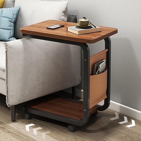 طاولة جانبية متحركة على شكل مستطيل مع عجلات