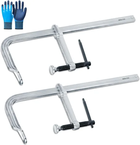 Abrazadera F con capacidad de mandíbula de 16 pulgadas para soldadura, 2 abrazaderas de acero forjado de alta resistencia, garganta profunda de 4-3/4 pulgadas, fuerza de sujeción de 881.8